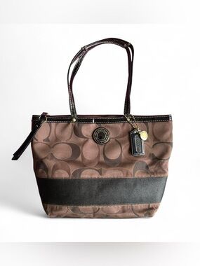 Coach Y2K signature stripe tote